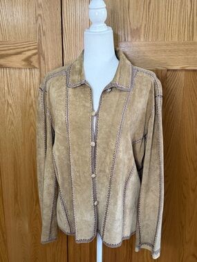 Chico's Tan Suede Button-Front Shirt